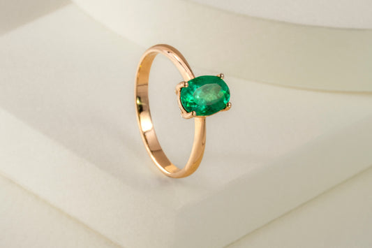 Anillo solitario con esmeralda - ANA076