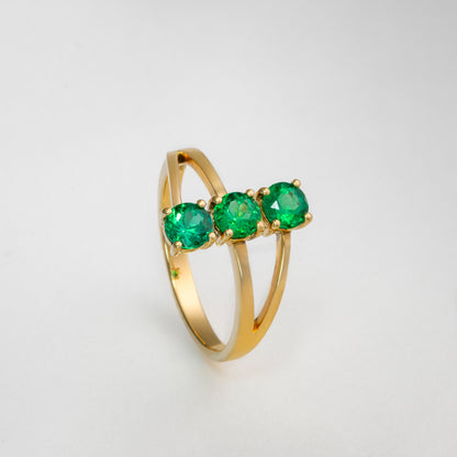Anillo oro amarillo con esmeraldas naturales - ANA163