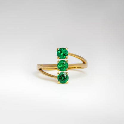 Anillo oro amarillo con esmeraldas naturales - ANA163