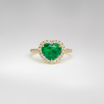 Anillo oro amarillo con esmeralda y diamantes naturales - ANA175