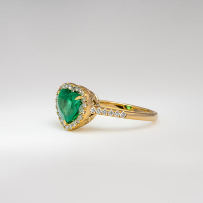 Anillo oro amarillo con esmeralda y diamantes naturales - ANA175
