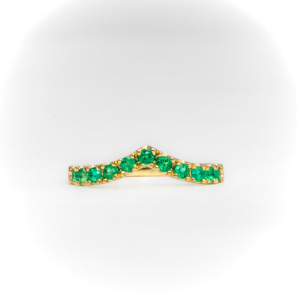 Anillo cintillo oro amarillo con esmeralda natural - ANA183