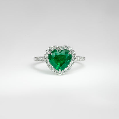Anillo oro blanco con esmeralda y diamantes naturales - ANB075