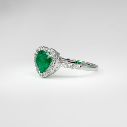 Anillo oro blanco con esmeralda y diamantes naturales - ANB075