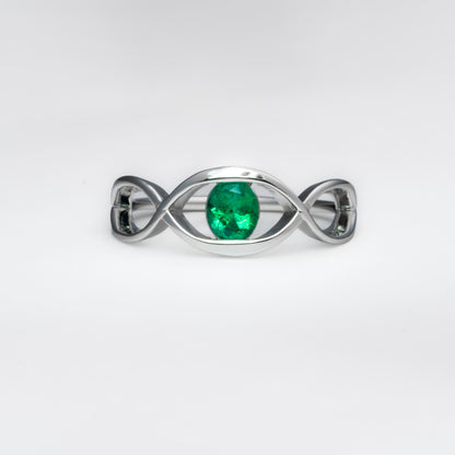 Anillo oro blanco con esmeralda natural - ANB080