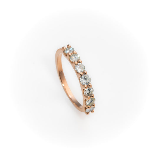 Anillo cintillo oro rosado con diamantes naturales - AOT027