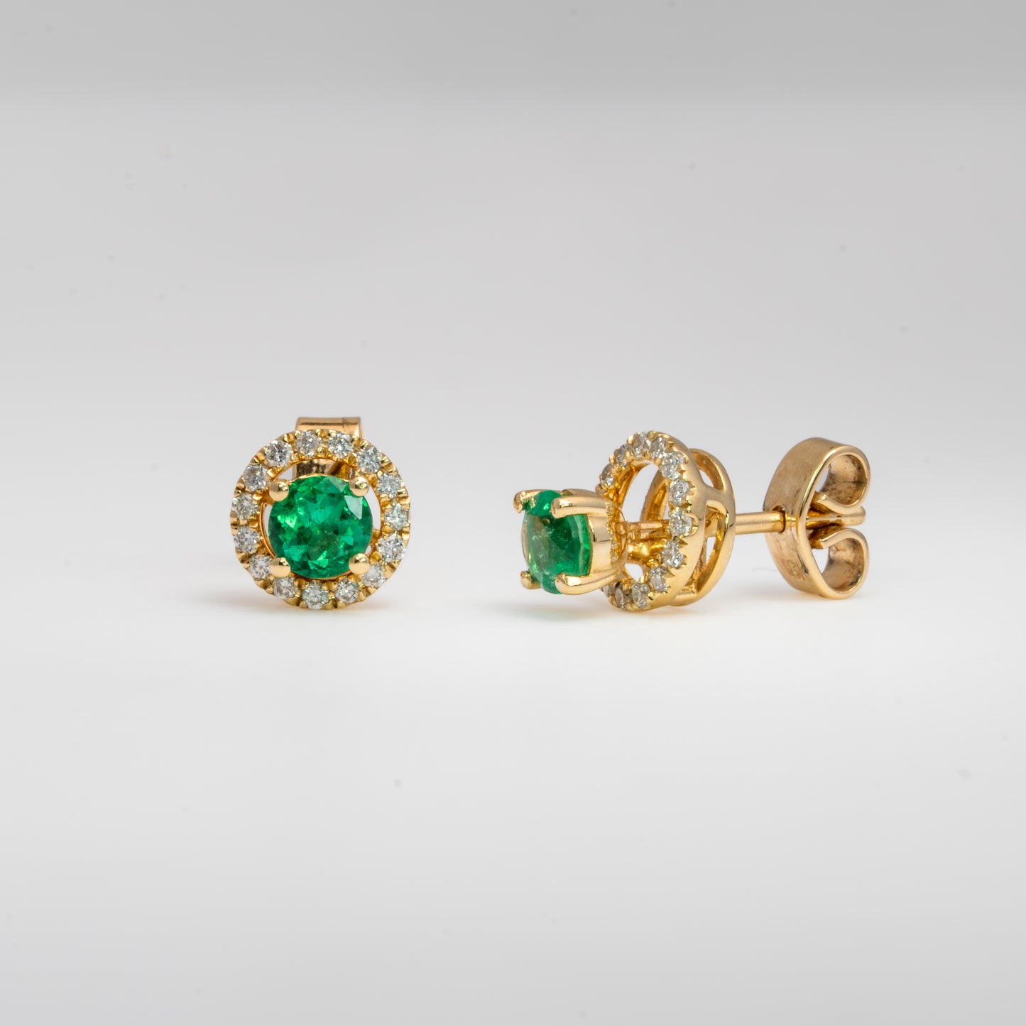 Aretes jacket oro amarillo con esmeraldas y diamantes naturales - ARA102