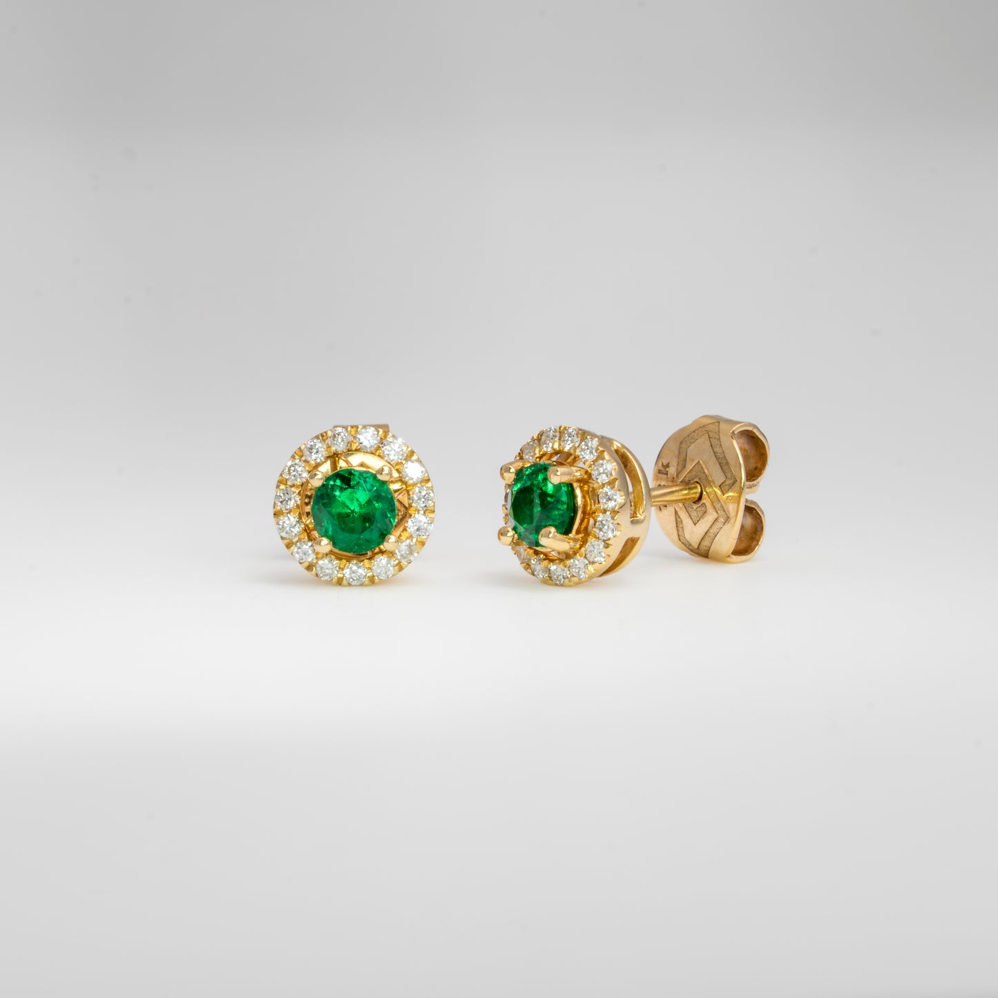 Aretes jacket oro amarillo con esmeraldas y diamantes naturales - ARA105