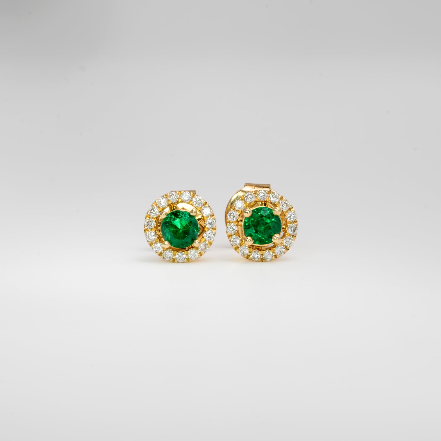 Aretes jacket oro amarillo con esmeraldas y diamantes naturales - ARA105