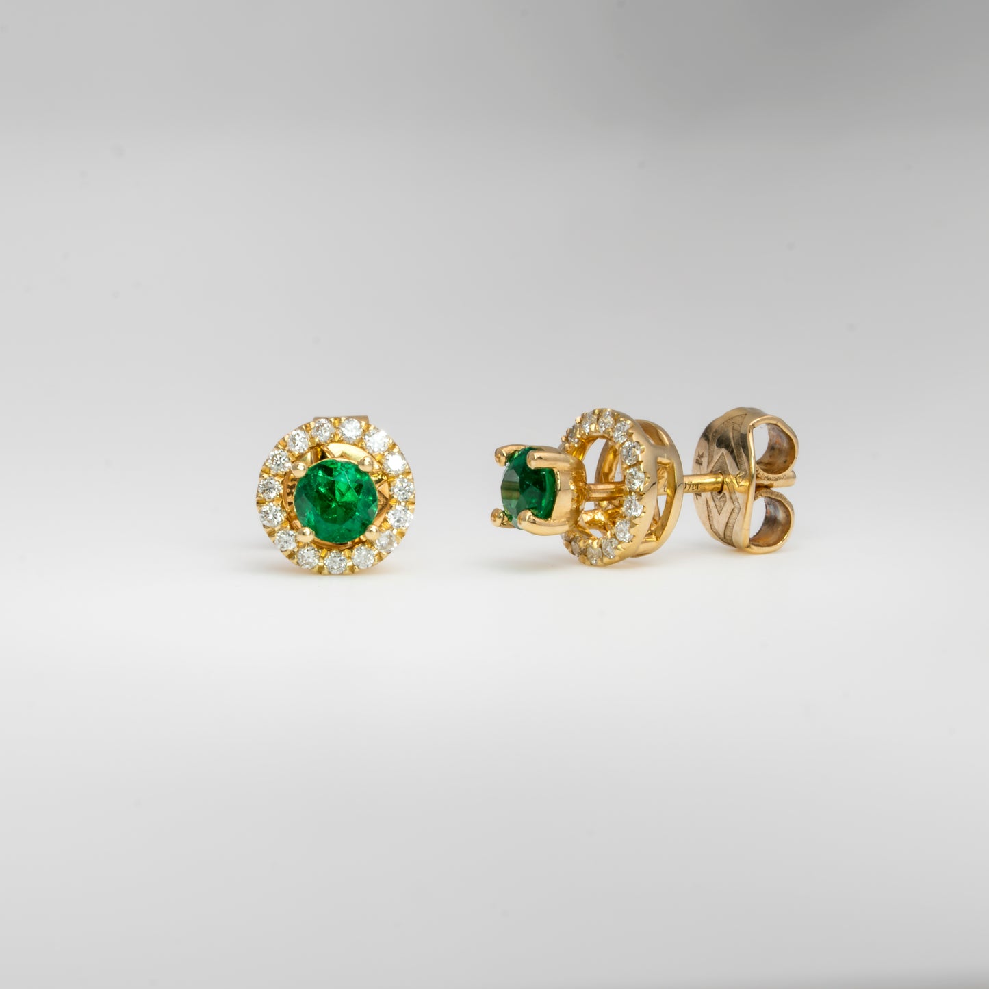 Aretes jacket oro amarillo con esmeraldas y diamantes naturales - ARA105