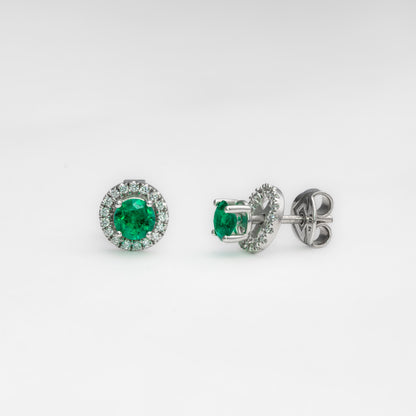 Aretes jacket oro blanco con esmeraldas y diamantes naturales - ARB048