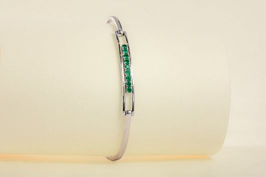 Brazalete oro blanco con esmeralda natural - BRA004
