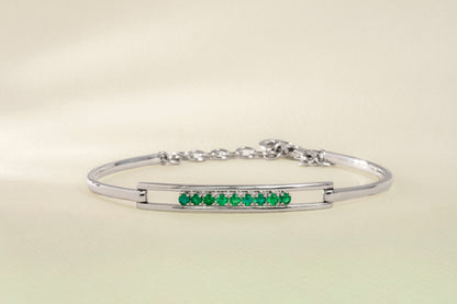 Brazalete oro blanco con esmeralda natural - BRA004