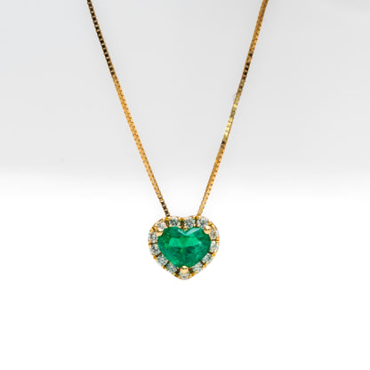 Dije con cadena oro amarillo con esmeralda natural - DOA170
