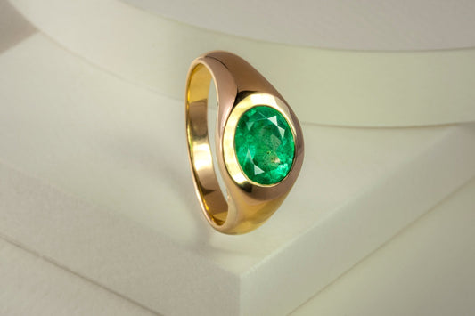 Anillo oro amarillo con esmeralda natural - ANA141 - Etherna