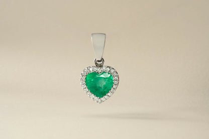 Dije cluster oro blanco con esmeralda y diamante naturales - DOB036 - Etherna