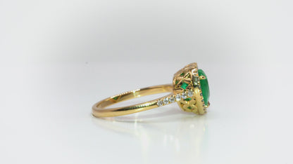 Anillo oro amarillo con esmeralda y diamantes naturales - ANA175