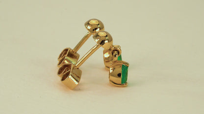 Aretes colgantes oro amarillo con esmeraldas naturales - ARA052