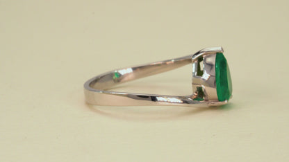White gold solitaire ring with natural emerald - ANB051