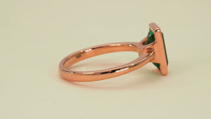 Rose gold solitaire ring with natural emerald - ANR001