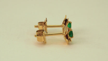 Yellow gold earrings with natural emerald - ARA069