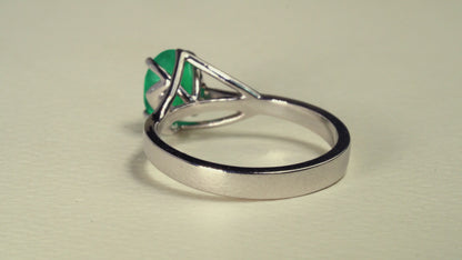 White gold solitaire ring with natural emerald - ANB030
