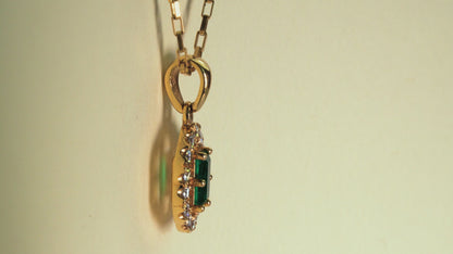 Dije oro amarillo con esmeralda y diamante naturales - DOA004