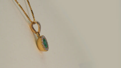 Dije oro amarillo con esmeralda y diamantes naturales - DOA098