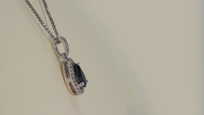 Dije oro blanco con zafiro y diamante naturales - DOO009