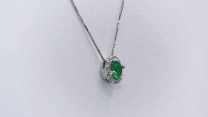 Dije con cadena oro blanco con esmeralda y diamantes naturales - DOB061