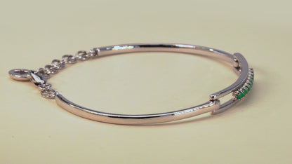 Brazalete oro blanco con esmeralda natural - BRA004