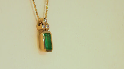 Dije con cadena oro amarillo con esmeralda y diamantes naturales - DOA051