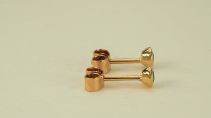 Yellow gold polka dot earrings with natural emerald - ARA075