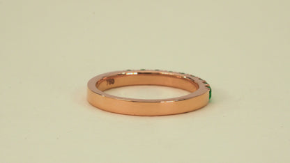 Rose gold headband ring with natural emeralds - ANR002
