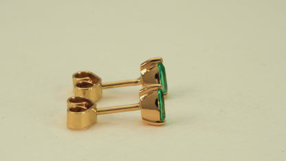 Yellow gold polka dot earrings with natural emerald - ARA066