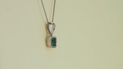 Dije oro blanco con esmeralda natural - DOB049