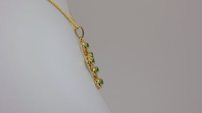 Dije oro amarillo con esmeraldas y diamantes naturales - DOA168