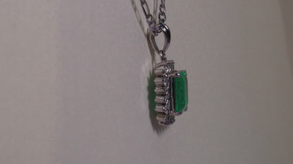 Dije marquesa oro blanco con esmeralda y diamantes naturales - DOB003
