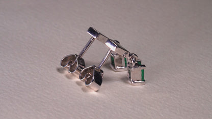 Aretes colgantes oro blanco con esmeralda natural - ARB033