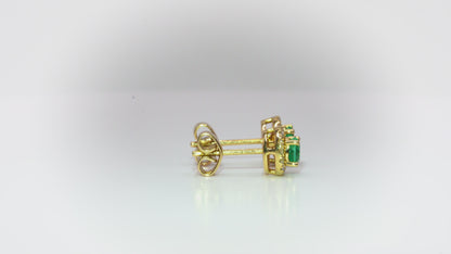 Aretes jacket oro amarillo con esmeraldas y diamantes naturales - ARA102