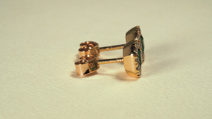 Aretes cluster oro amarillo con esmeralda y diamantes naturales - ARA026