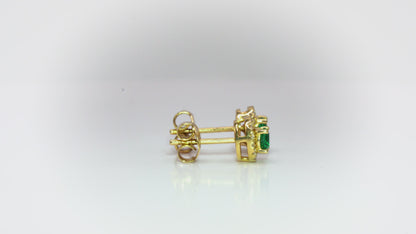 Aretes jacket oro amarillo con esmeraldas y diamantes naturales - ARA105